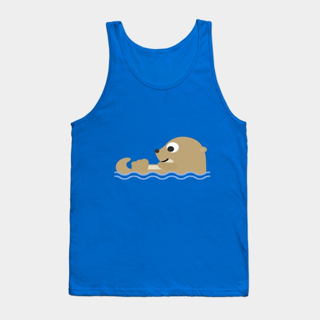 Cute Floating Cartoon Otter Tank Top by Hedgie Designs
